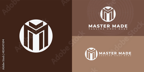 Abstract initial circle letter M or MM logo in white color isolated on multiple background colors. The logo is suitable for furniture-flipping business logo design inspiration templates.