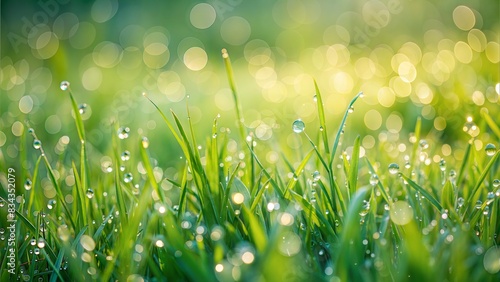 Morning Dew Lawn Blur: A soft, green blurred background capturing the essence of a lawn covered in morning dew. 