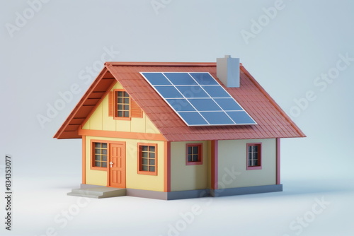 Wallpaper Mural Solar cell on the roof, mini house, vector style, 3d Torontodigital.ca