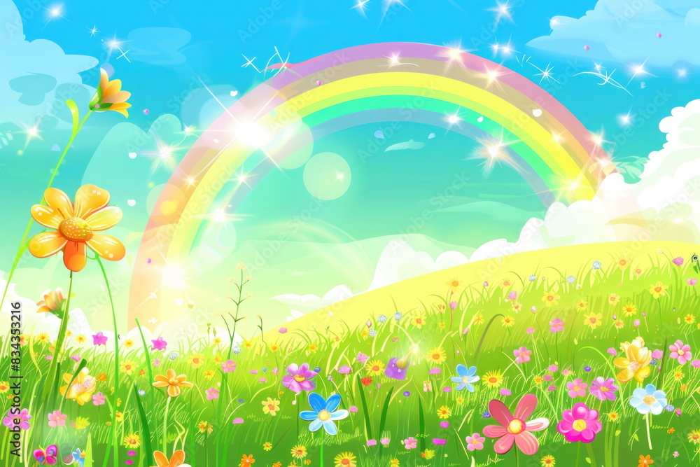 Fototapeta premium spring background with rainbow, nature