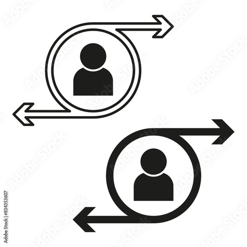 User exchange process icons. Profile avatars with directional arrows. Interaction and feedback concept. Vector illustration. EPS 10.