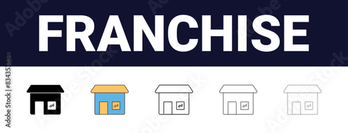 Different style Franchise Icons set collection. Franchise Line editable icons set. black outline franchise icons set, Editable, filled, outline, line and stroke style can be used for web, mobile, ui,