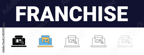 Different style Franchise Icons set collection. Franchise Line editable icons set. black outline franchise icons set, Editable, filled, outline, line and stroke style can be used for web, mobile, ui,