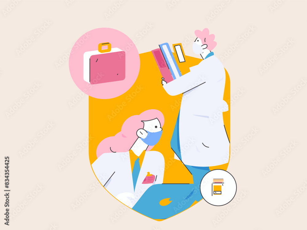 Medical characters fighting the epidemic flat vector concept operation hand drawn illustration
Medical characters fighting the epidemic flat vector concept operation hand drawn illustration