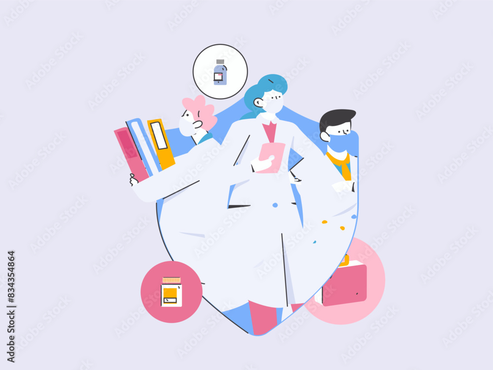 Medical characters fighting the epidemic flat vector concept operation hand drawn illustration
Medical characters fighting the epidemic flat vector concept operation hand drawn illustration