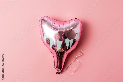cute tooth foil ballon isolated on pastel background