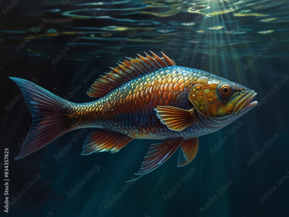 illustration of freshwater fish underwater illustration of freshwater fish underwater