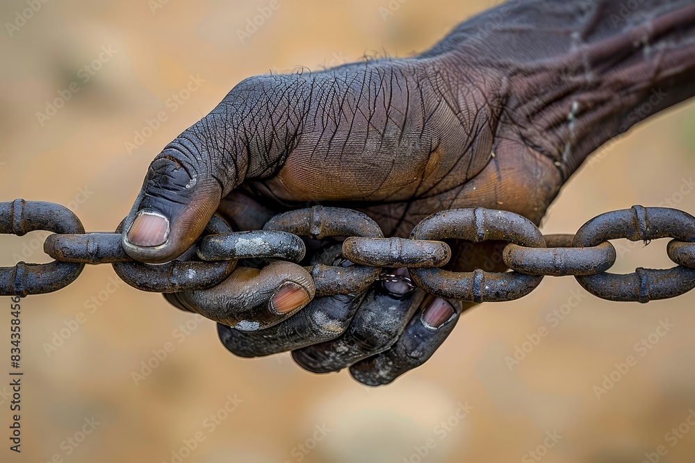 Closeup of a person s hand holding a broken chain necklace Closeup of a person s hand holding a broken chain necklace