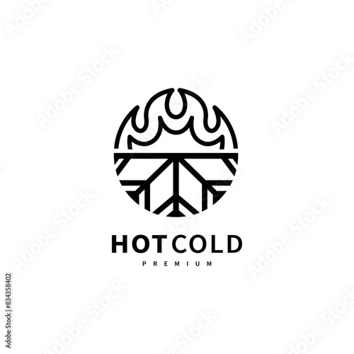 hot and cold or flame and snowflake logo design illustration