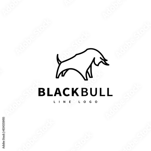 black bull monoline logo design illustration 2