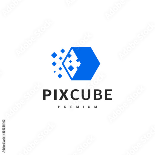 pixel cube digital logo design 2