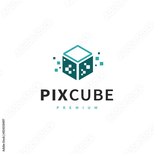 pixel cube digital logo design 3