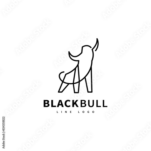 black bull monoline logo design illustration 3