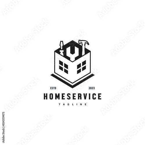 home service vintage logo design illustration 2