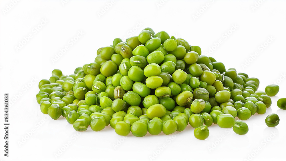 Fresh green peas piled on white background Fresh green peas piled on white background