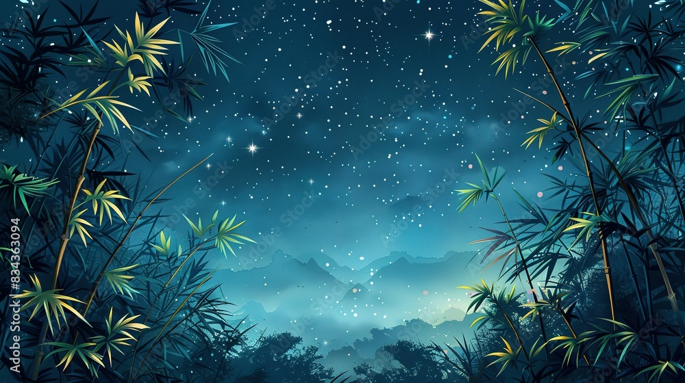 Fototapeta premium Galactic Garden: Tanabata Night Sky Frame