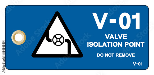 V01 Valve Isolation Point Tag Label Symbol Sign, Vector Illustration, Isolate On White Background. EPS10 photo