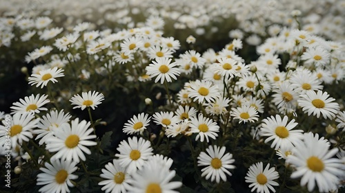 Closeup of spring daisies in a beautiful natural garden.