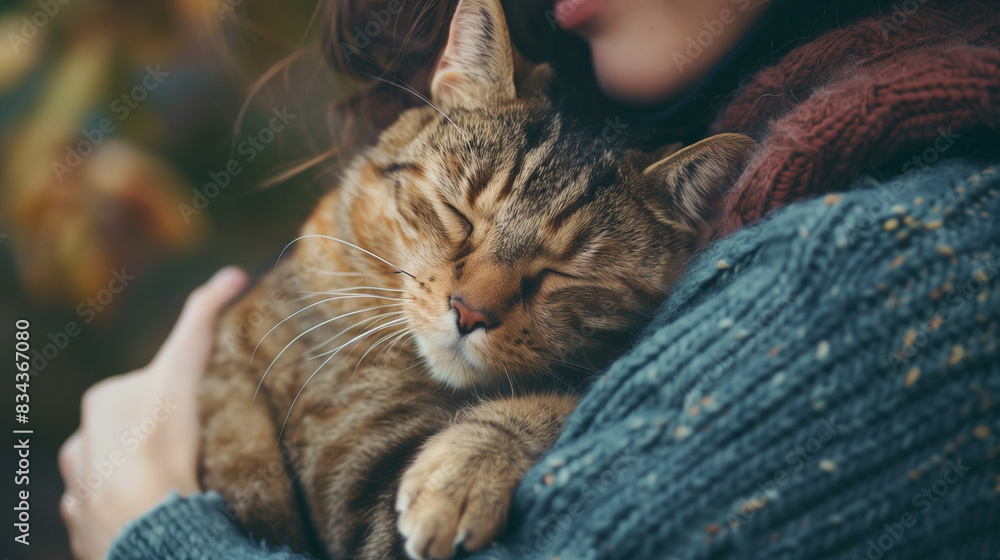 lady hugging her pet cat showcasing the comfort and companionship animals provide for mental health lady hugging her pet cat showcasing the comfort and companionship animals provide for mental health