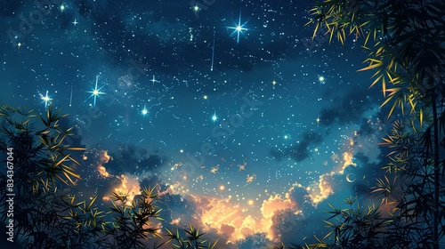 Cosmic Constellation: Tanabata Night Sky Frame Art photo