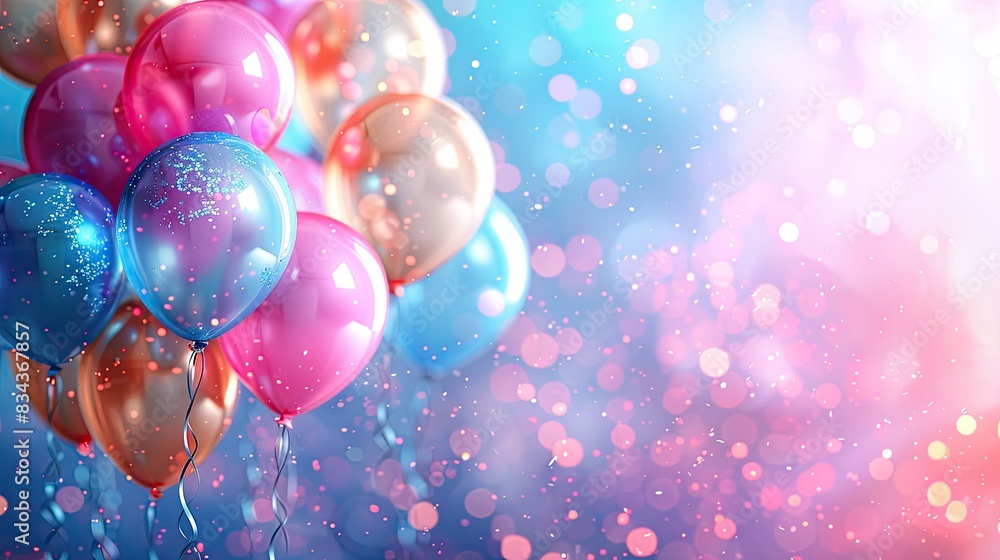 A bright background with colorful balloons and ample space for celebratory messages. - Event decoration background A bright background with colorful balloons and ample space for celebratory messages. - Event decoration background
