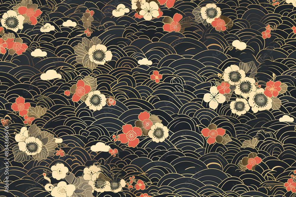 Seamless Pattern Japanese, wallpaper Seamless Pattern Japanese, wallpaper