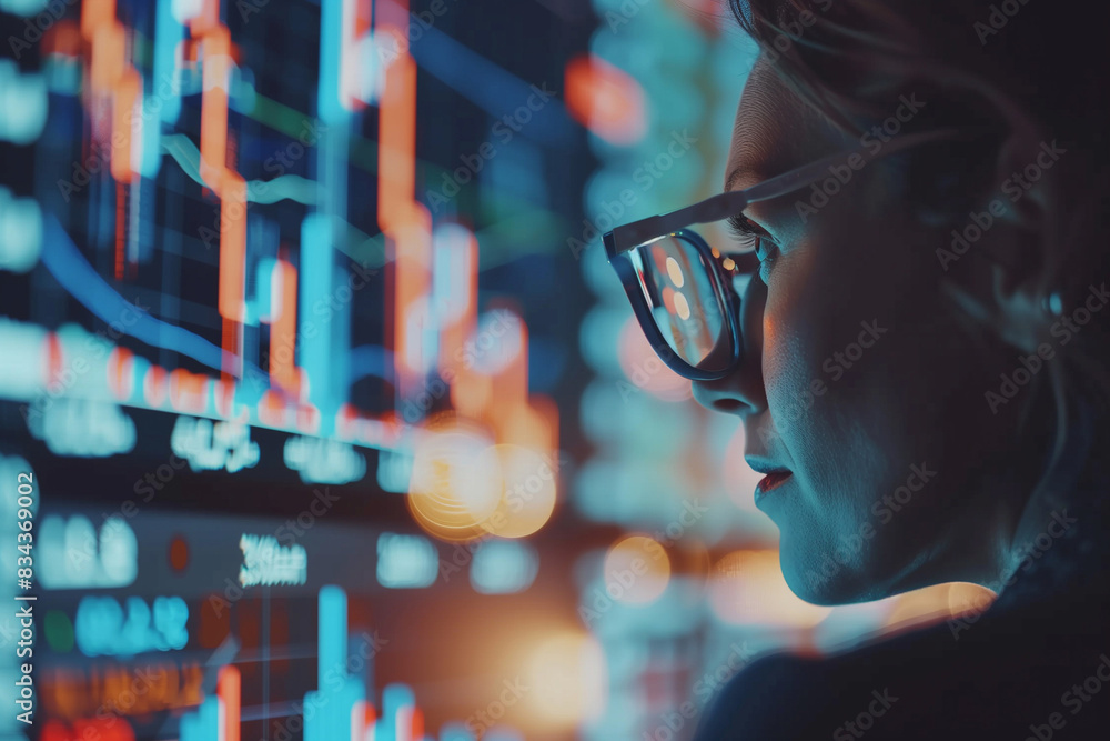 Finance trade manager analyzing stock market indicators for best investment strategy, financial data and charts, digital Finance trade manager analyzing stock market indicators for best investment strategy, financial data and charts, digital