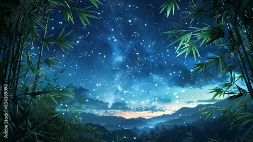 Skyline Sonata: Tanabata Night Sky Illustration photo