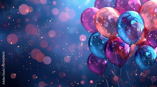 A cheerful background with balloons and lights, perfect for text. - Event decoration background photo