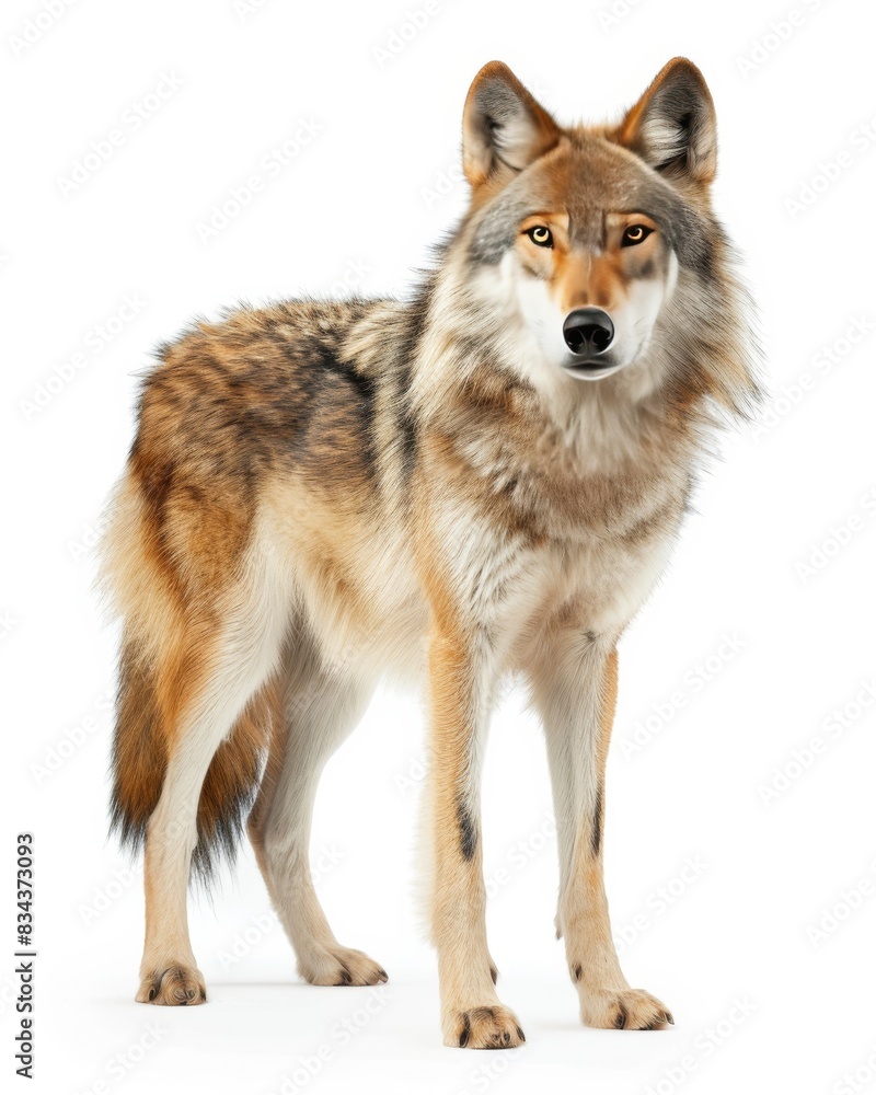 the Himalayan Wolf, portrait view, white copy space on right Isolated on white background the Himalayan Wolf, portrait view, white copy space on right Isolated on white background