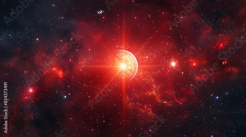 Red Dwarf Star background, A small, cool star with a reddish hue, abstract clean minimalist background graphics, UHD photo