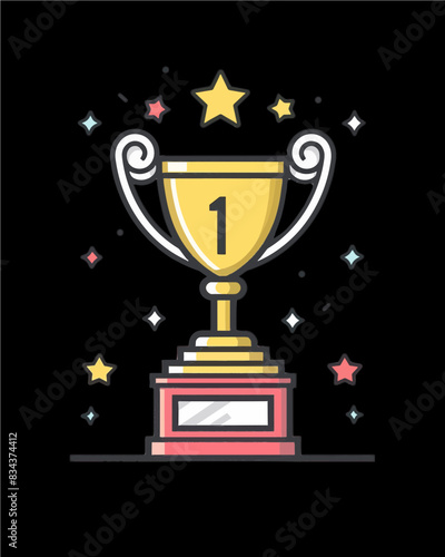 winner #1 trophy number one winner's golden shine winner's circle brand new award sweepstakes winning blank name plate achievement trophy transparent single icon generative ai