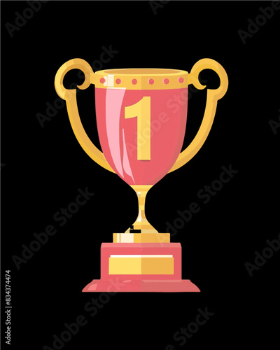 winner #1 trophy number one winner's golden shine winner's circle brand new award sweepstakes winning gold handle red gold body base blank name plate trophy transparent single icon generative ai