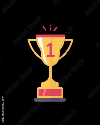 winner #1 trophy number one winner's golden shine winner's circle brand new award sweepstakes winning simple small celebration red one blank name plate trophy transparent single icon generative ai