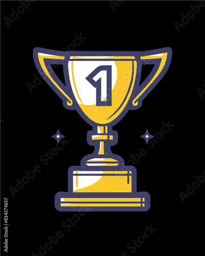 winner #1 trophy number one winner's golden shine winner's circle brand new award sweepstakes winning multi tier blank name plate trophy transparent single icon generative ai