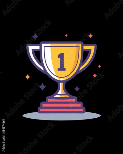 winner #1 trophy number one winner's golden shine winner's circle brand new award sweepstakes winning 3 thin layer base stars trophy transparent single icon generative ai