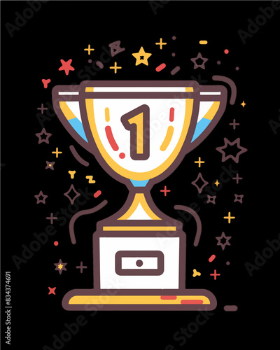 winner #1 trophy number one winner's golden shine winner's circle brand new award sweepstakes winning blank name plate special victory trophy transparent single icon generative ai