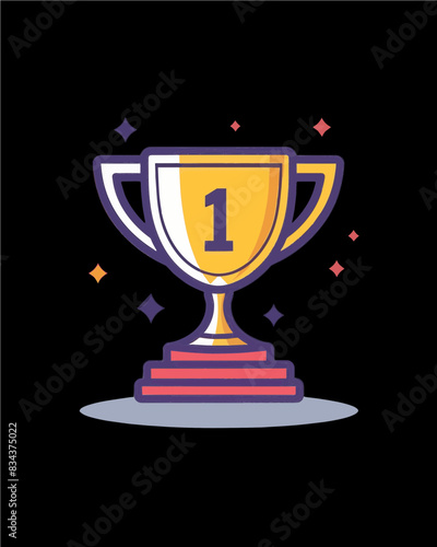 winner #1 trophy number one winner's golden shine winner's circle brand new award sweepstakes winning 3 thin layer base stars trophy transparent single icon generative ai