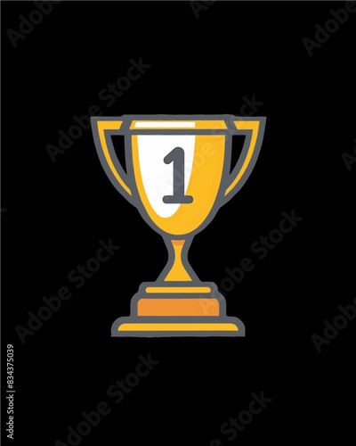 winner #1 trophy number one winner's golden shine winner's circle brand new award sweepstakes winning wide small blank name plate trophy transparent single icon generative ai