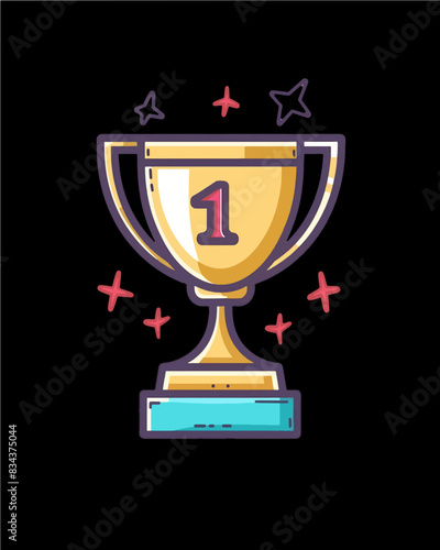 winner #1 trophy number one winner's golden shine winner's circle brand new award sweepstakes winning blank name plate championship special trophy transparent single icon generative ai