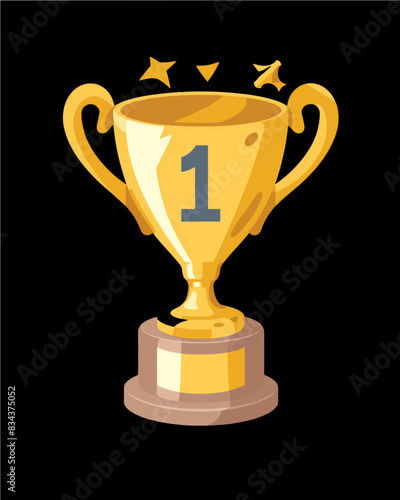 winner #1 trophy number one winner's golden shine winner's circle brand new award sweepstakes winning special award competition starred blank name plate trophy transparent single icon generative ai