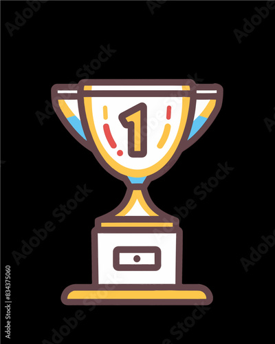 winner #1 trophy number one winner's golden shine winner's circle brand new award sweepstakes winning blank name plate win metal gold blue red trophy transparent single icon generative ai