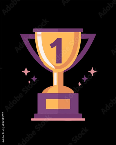 winner #1 trophy number one winner's golden shine winner's circle brand new award sweepstakes winning purple gold base big large special blank name plate transparent single icon generative ai