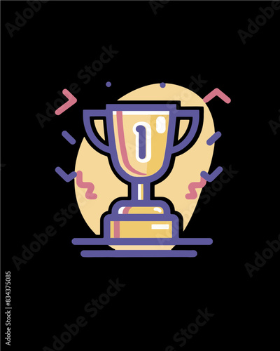 winner #1 trophy number one winner's golden shine winner's circle brand new award sweepstakes winning clebration 1 on front blank name plate trophy transparent single icon generative ai