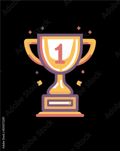 celebratory winner #1 trophy number one winner's golden shine winner's circle brand new award sweepstakes winning bronze blank name plate trophy transparent single icon design generative ai