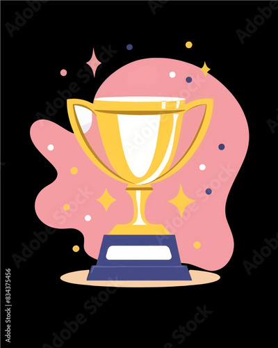 winner #1 trophy number one winner's golden shine winner's circle brand new award sweepstakes winning pink yellow stars dots blank name plate trophy transparent single icon generative ai
