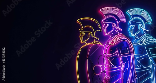 Neon line style Ancient Roman Gladiators