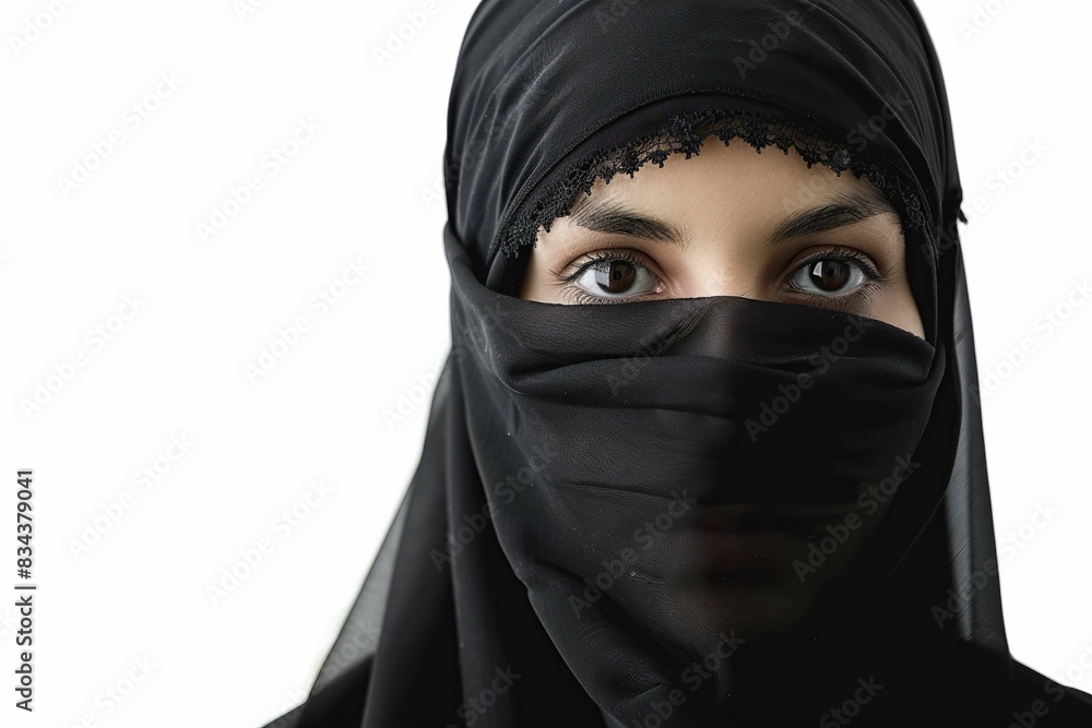 Woman wearing a hijab, isolated on white Woman wearing a hijab, isolated on white