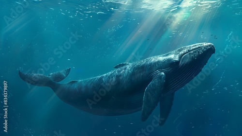 Majestic Humpback Whale Gliding Through the Vibrant Underwater Ocean