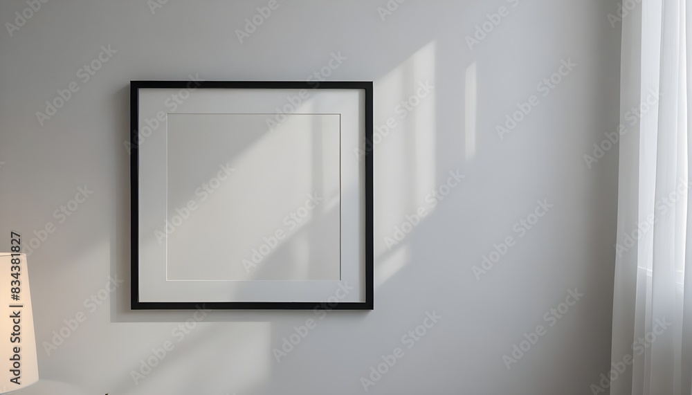 Modern minimalist home decor: simple white frame on a wall Modern minimalist home decor: simple white frame on a wall